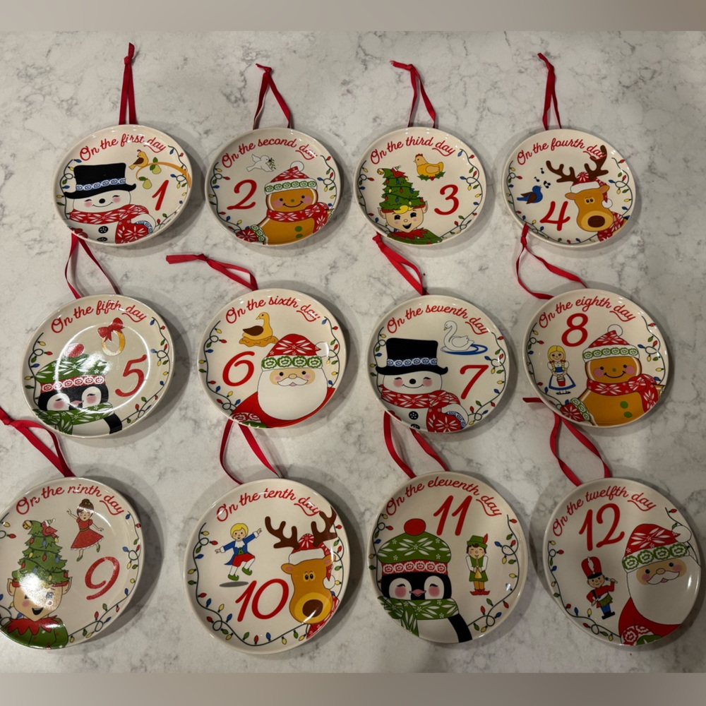 Temptations by Tara 12 Days of Christmas Mini Plates Ornaments Set